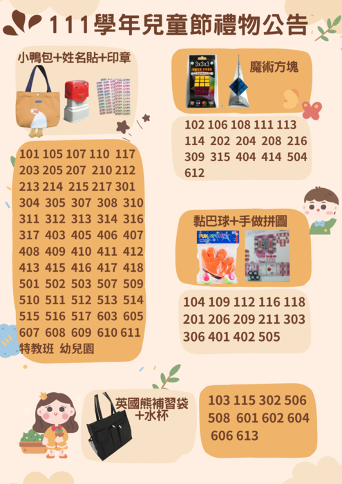 111學年兒童節禮物票選公告