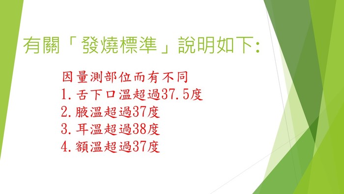發燒標準說明