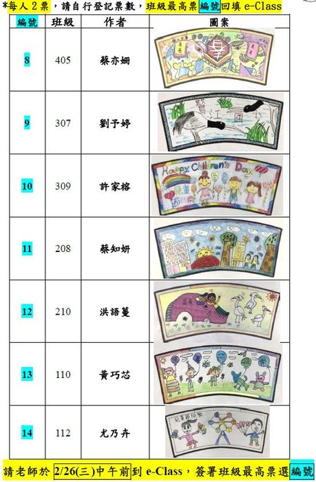 票選編號8-14